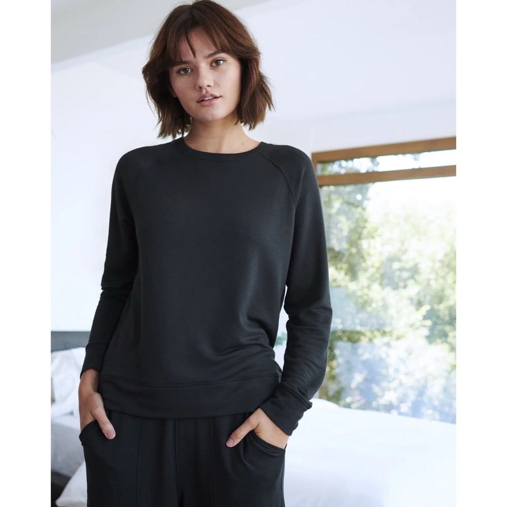 Quince Black Supersoft Crew Neck Sweater